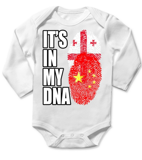 Georgian And Chinese Mix Heritage DNA Flag Long Sleeve Baby One-Piece