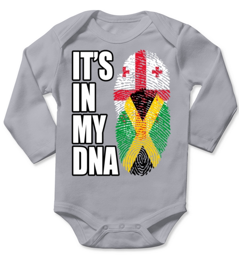 Georgian And Jamaican Mix Heritage DNA Flag Long Sleeve Baby One-Piece