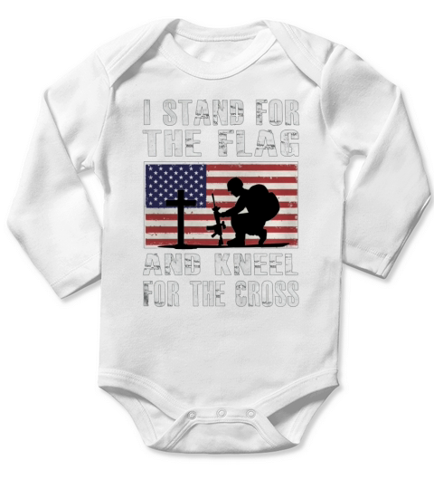 I Stand For The Flag And Kneel For The Cross Long Sleeve Baby One-Piece