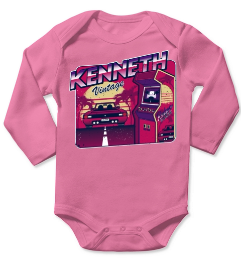 Kenneth - Personalized Vintage Gamer 80s 90s Long Sleeve Baby One-Piece