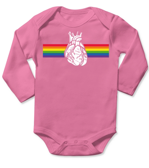 LGBT Anatomical Heart Rainbow Gay Lesbian Long Sleeve Baby One-Piece