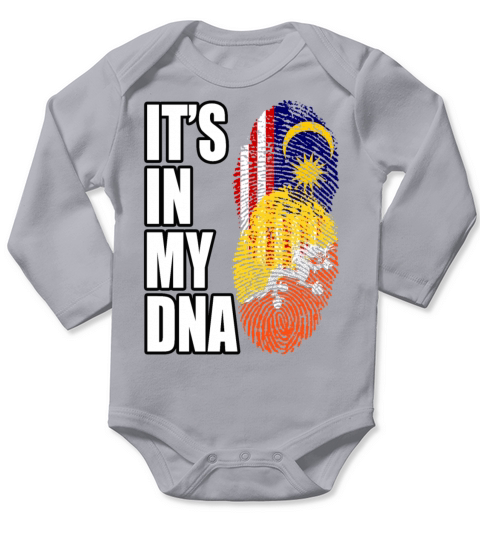 Malaysian And Bhutanese Mix Heritage DNA Flag Long Sleeve Baby One-Piece