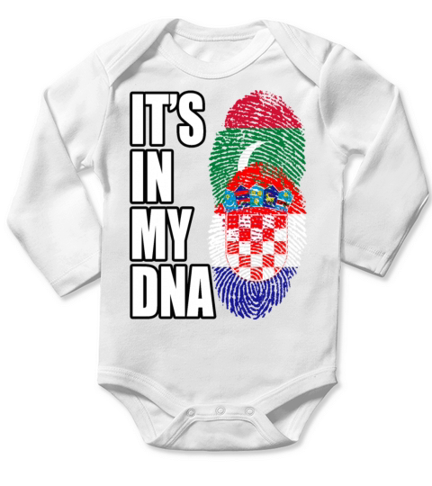 Maldivian And Croatian Mix Heritage DNA Flag Long Sleeve Baby One-Piece