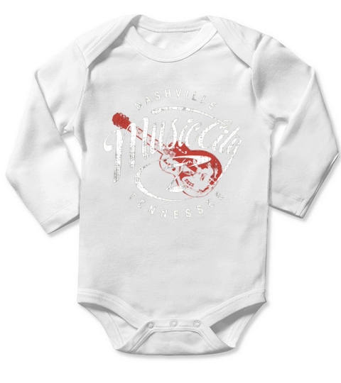 Nashville Music City USA Vintage T-shirt Long Sleeve Baby One-Piece