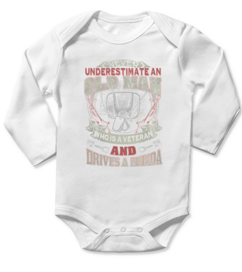 NEVER UNDERESTIMATE VETERAN HONDA Long Sleeve Baby One-Piece
