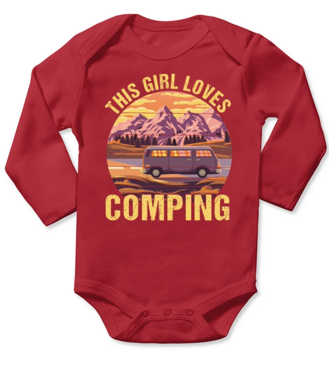 This Girl Loves Camping Teardrop Trailer Camper Long Sleeve Baby One-Piece