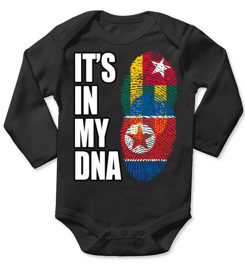 Togolese And North Korean Mix Heritage DNA Flag Long Sleeve Baby One-Piece