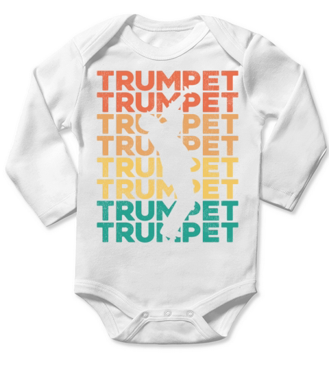 Trumpet Player Retro Vintage Long Sleeve Baby One-Piece