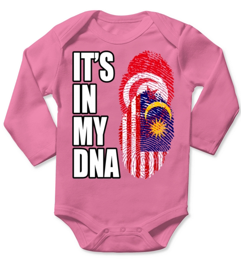 Tunisian And Malaysian Mix Heritage DNA Flag Long Sleeve Baby One-Piece