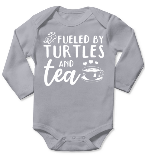 Turtle Lover - Fueled By Turtles And Tea - Cute Long Sleeve Baby One-Piece