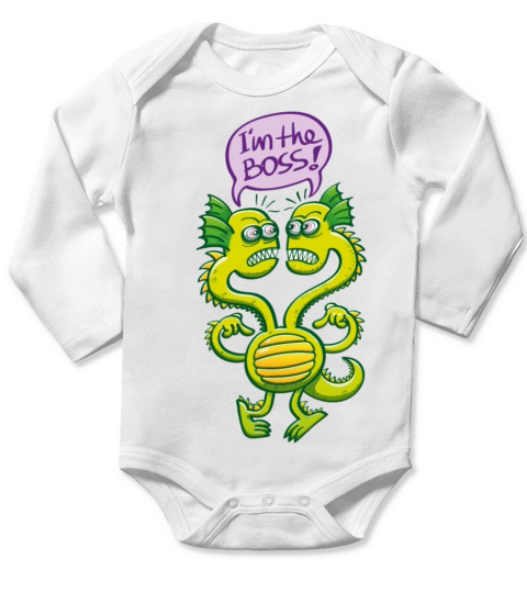 Two-headed monster defining who the boss is Long Sleeve Baby One-Piece