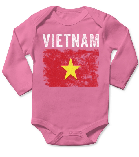 Vietnam Flag Distressed Vietnamese Flag Long Sleeve Baby One-Piece