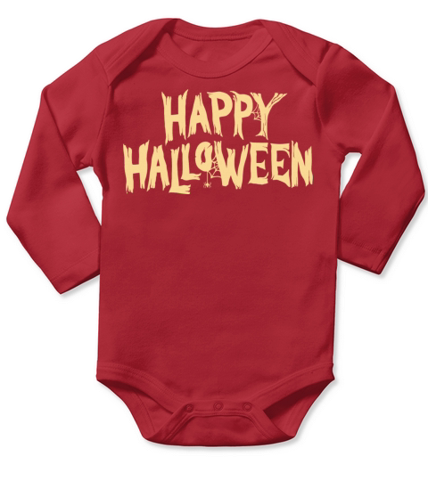 Vintage Happy Halloween Spider Long Sleeve Baby One-Piece