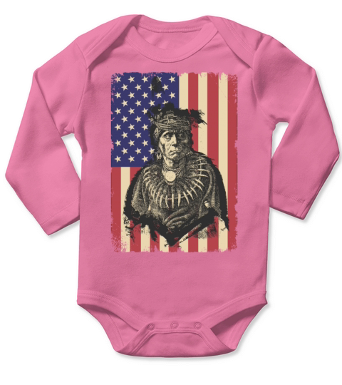 Vintage Native American Chief Traditional Art Long Sleeve Baby One-Piece