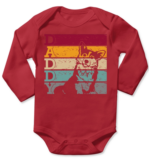 Welsh Corgi Cardigan Dog Dad Daddy Vintage Retro Long Sleeve Baby One-Piece