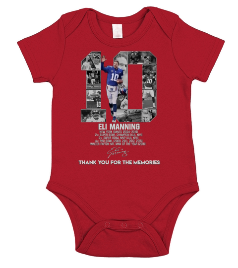 10 Eli Manning Thank You For The Memories Signature sh?t Short Sleeve Baby One-Piece