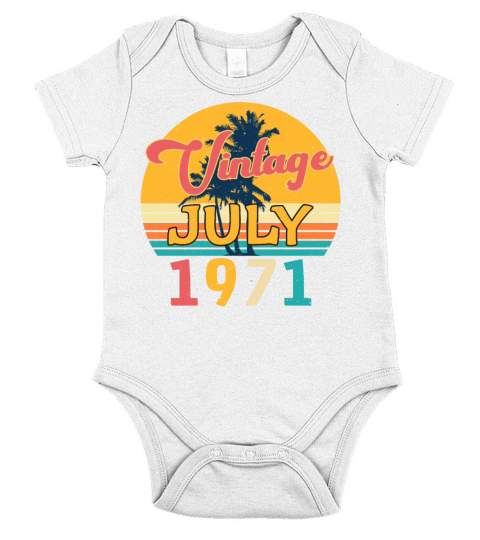 1971 July Vintage With Palm Trees Short Sleeve Baby One-Piece