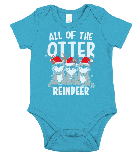 Merry Christmas All of The Otter Reindeer Short Sleeve Baby One-Piece