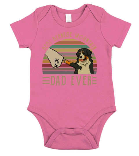 Best Bernese Mountain Dad Ever Retro Vintage Sunset Short Sleeve Baby One-Piece