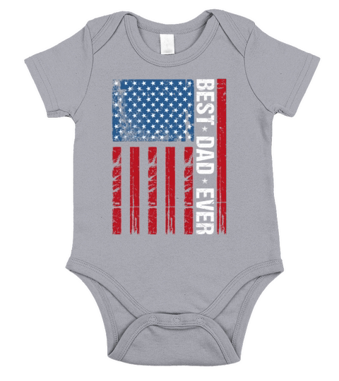 Best Dad Ever Vintage Us American Flag Fathers Day Short Sleeve Baby One-Piece