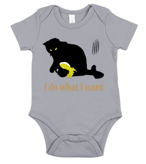 Cute black Cat do what i want Short Sleeve Baby One-Piece