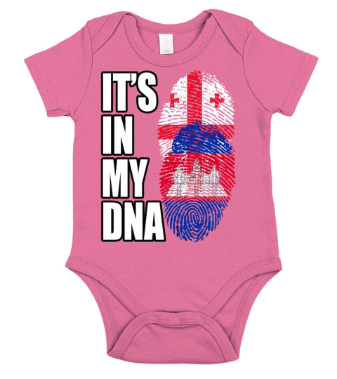Georgian And Cambodian Mix Heritage DNA Flag Short Sleeve Baby One-Piece