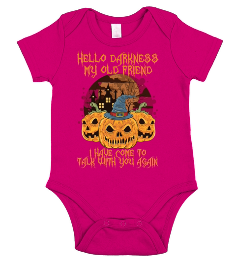 Hello Darkness My Old Friend Pumpkins Halloween Short Sleeve Baby One-Piece
