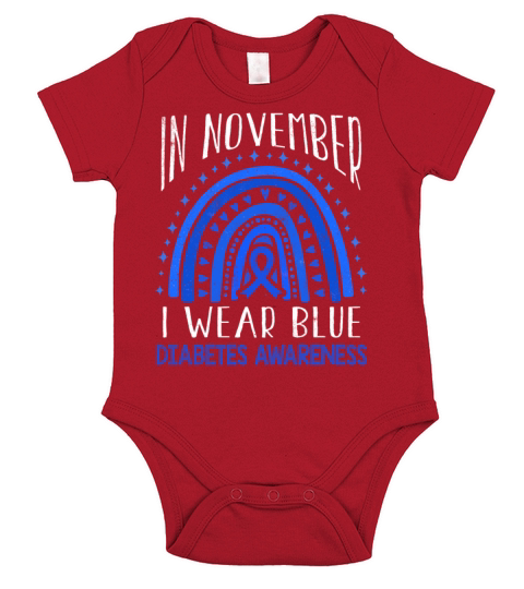 I Wear Rainbow Diabetes Awareness Blue In November Short Sleeve Baby One-Piece