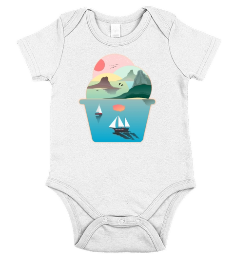 Ice Cream Summer Ocean Wanderlust Sailing Sunset Short Sleeve Baby One-Piece