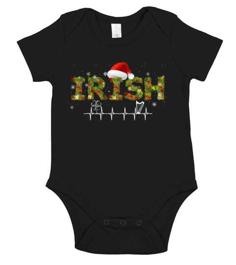 Irish Christmas Heartbeat Funny Ornaments Short Sleeve Baby One-Piece