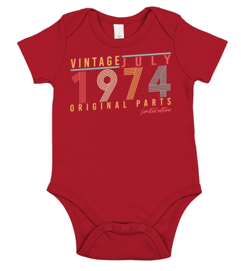 July 1974 Birthday Greeting Short Sleeve Baby One-Piece