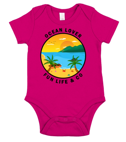 Ocean Lover And Cool Illustration Of A Island Short Sleeve Baby One-Piece