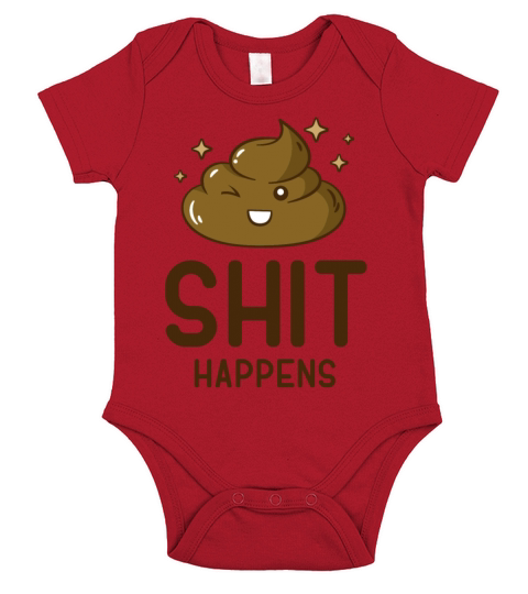 Shit happens - Funny Quote - Cool Sayings Short Sleeve Baby One-Piece