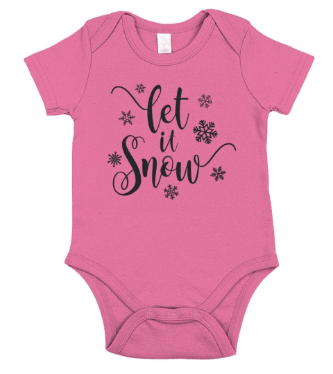 Simple Let it Snow Christmas Calligraphy Short Sleeve Baby One-Piece