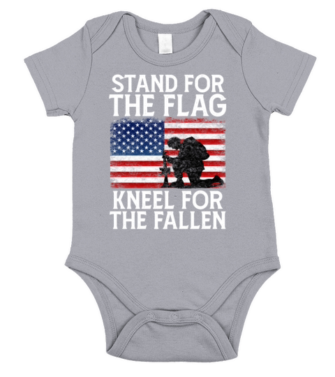 Stand for The Flag Kneel for The Fallen Veterans Short Sleeve Baby One-Piece