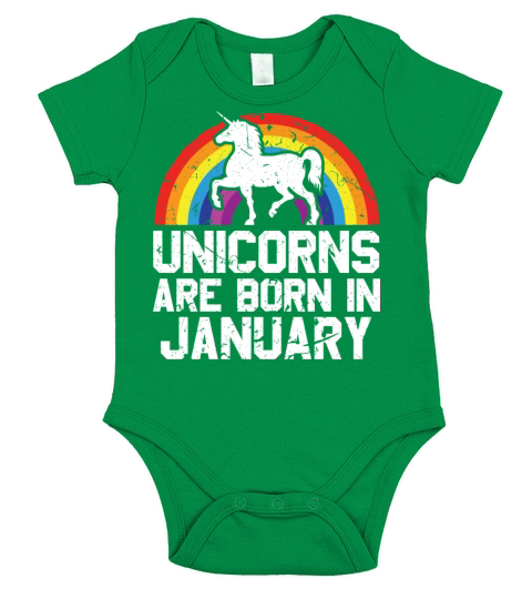 Unicorns Are Born In January Shirt Birthday Month Short Sleeve Baby One-Piece