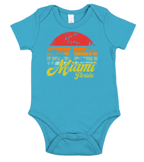 Vintage Miami Florida Surfing Retro Surf Humor Short Sleeve Baby One-Piece