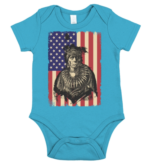 Vintage Native American Chief Traditional Art Short Sleeve Baby One-Piece