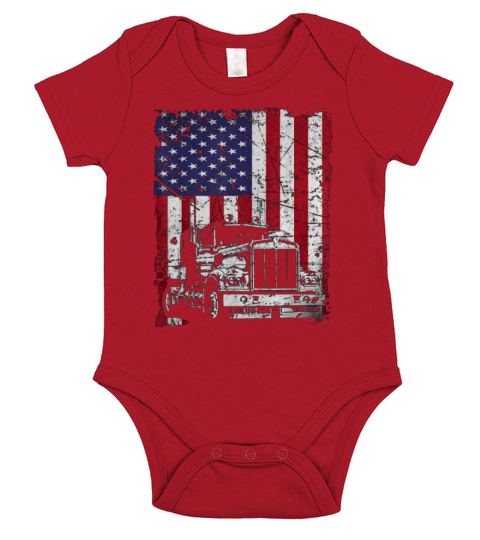 Vintage Truck Driver American Flag Trucker shirt Short Sleeve Baby One-Piece