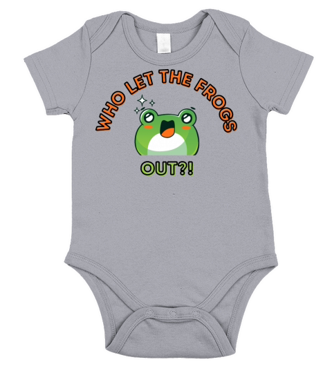 Who Let The Frogs Out Cartoon Amazed Frog Orange Short Sleeve Baby One-Piece