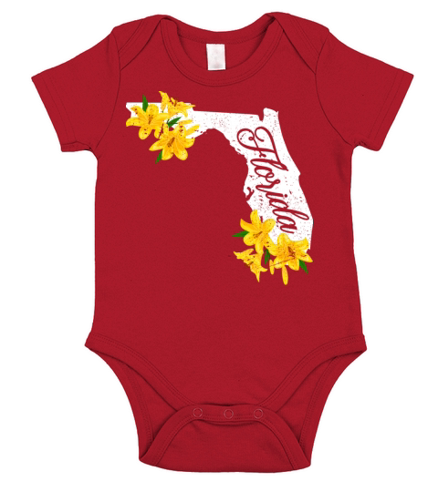 Yellow Lily Flower Vintage Florida Short Sleeve Baby One-Piece