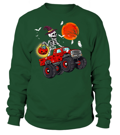 Funny Halloween Skeleton Monster Truck Sweatshirt Unisex