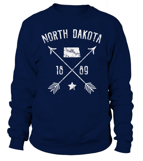 North Dakota Retro Vintage Home State Outline Dist Sweatshirt Unisex