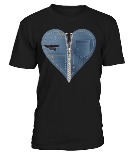 light blue heart in jeans look with zipper T-Shirt Unisex