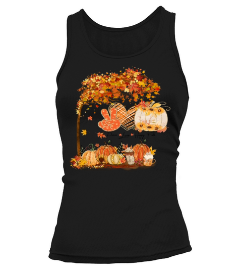 Peace Love Happy Fall Pumpkin Sunflower Vintage Tank top Woman