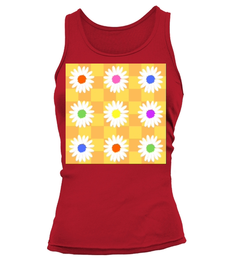 Retro Daisies - Orange and Yellow Checkerboard Tank top Woman