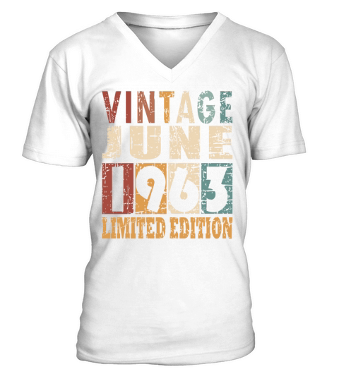 1963 vintage born in June gift V-Neck T-shirt