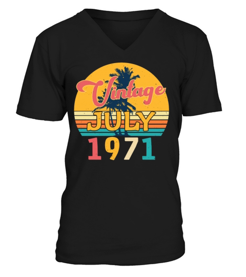 1971 July Vintage With Palm Trees V-Neck T-shirt