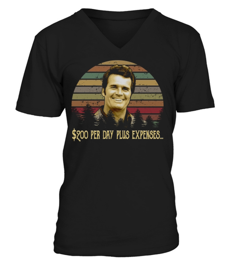 $200 Per Day Plus Expenses Vintage {Jim Rockford The Rockford Files} V-Neck T-shirt