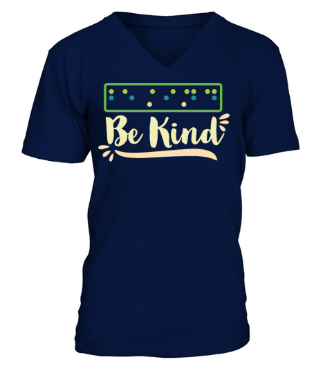 Be Kind Braille Dots Visually Impaired Blind V-Neck T-shirt